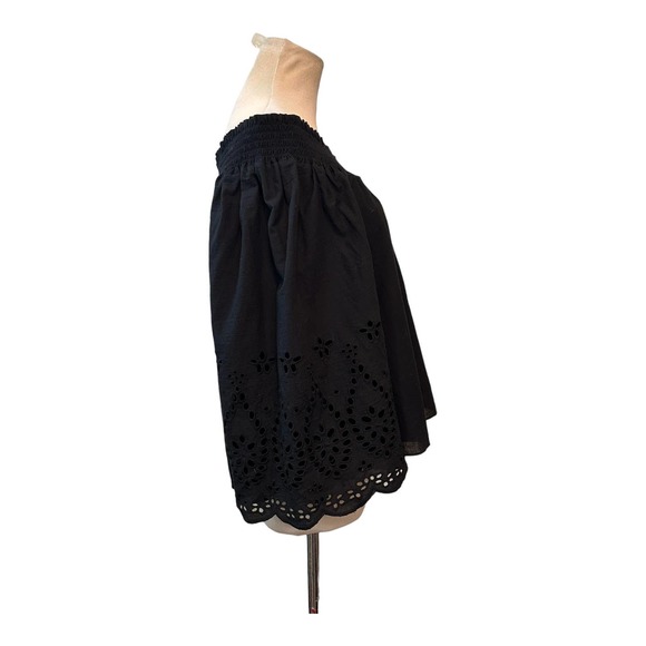 Whimsy + Row black off shoulder 3/4 sleeves boho blouse size Small - Picture 4 of 14